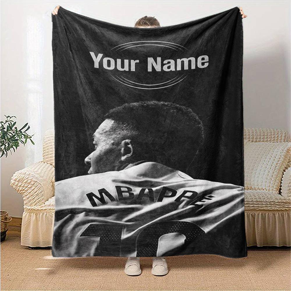 Mbappé Personalized Name Blanket Cozy Customizable Blanket Comfortable Perfect for Picnics Bedding Office Chair Office for All Occasions