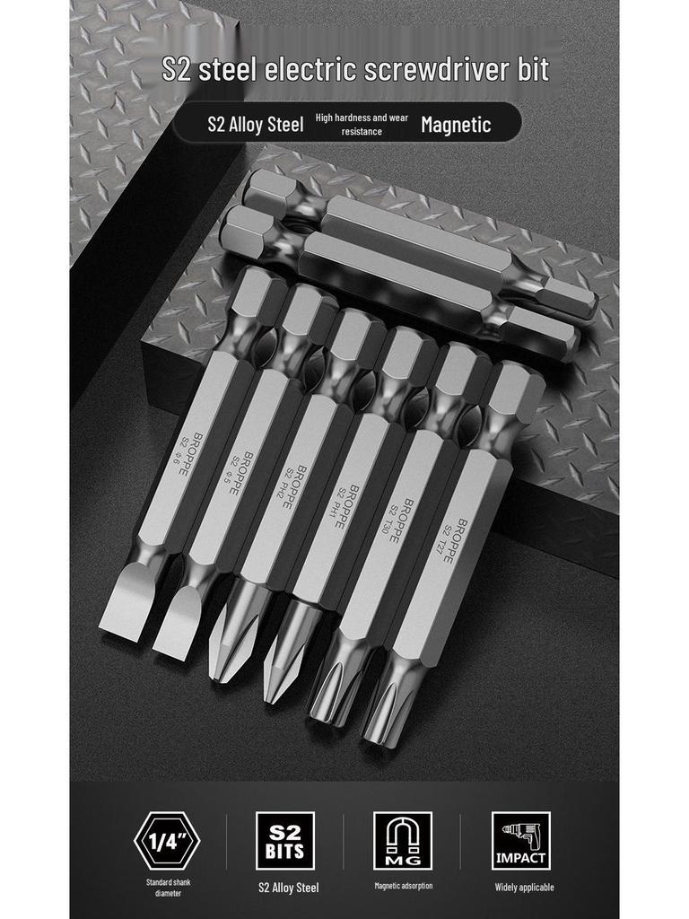 S2 Steel Magnetic Phillips & Slotted Screwdriver Bits Set for Electric Hand Drills and Pneumatic Tools