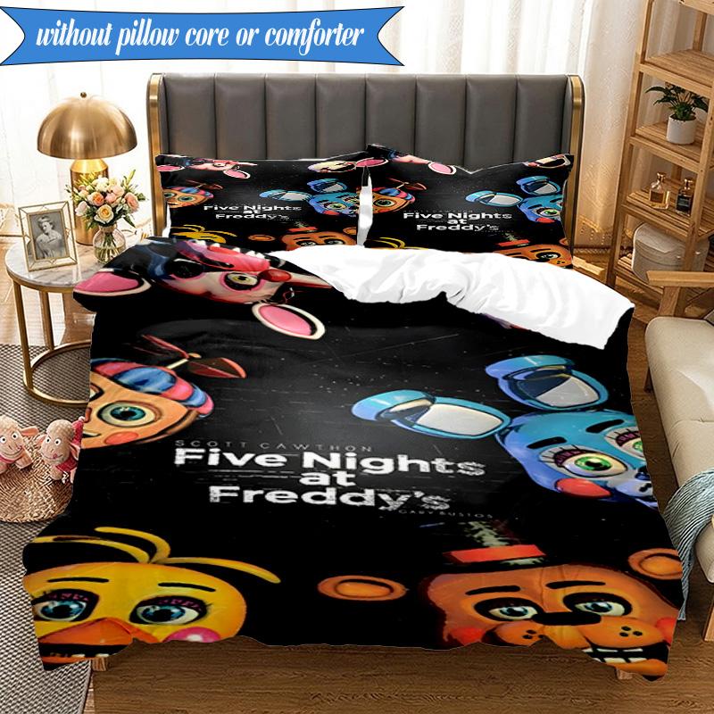 Five Nights Teddy Bear 3pcs K-pop music group Bedding set,Ideal for Bedroom, Dormitory,Including Duvet Cover And 2pcs Pillowcases,Fan gifts