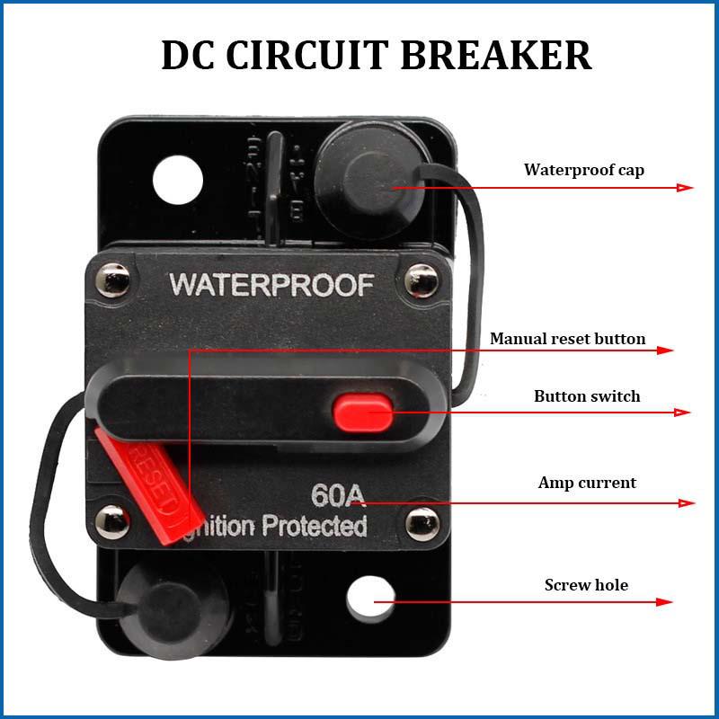 Manual Reset 30A-300A Circuit Breaker Fuse Holder for Car/RV Audio Protection