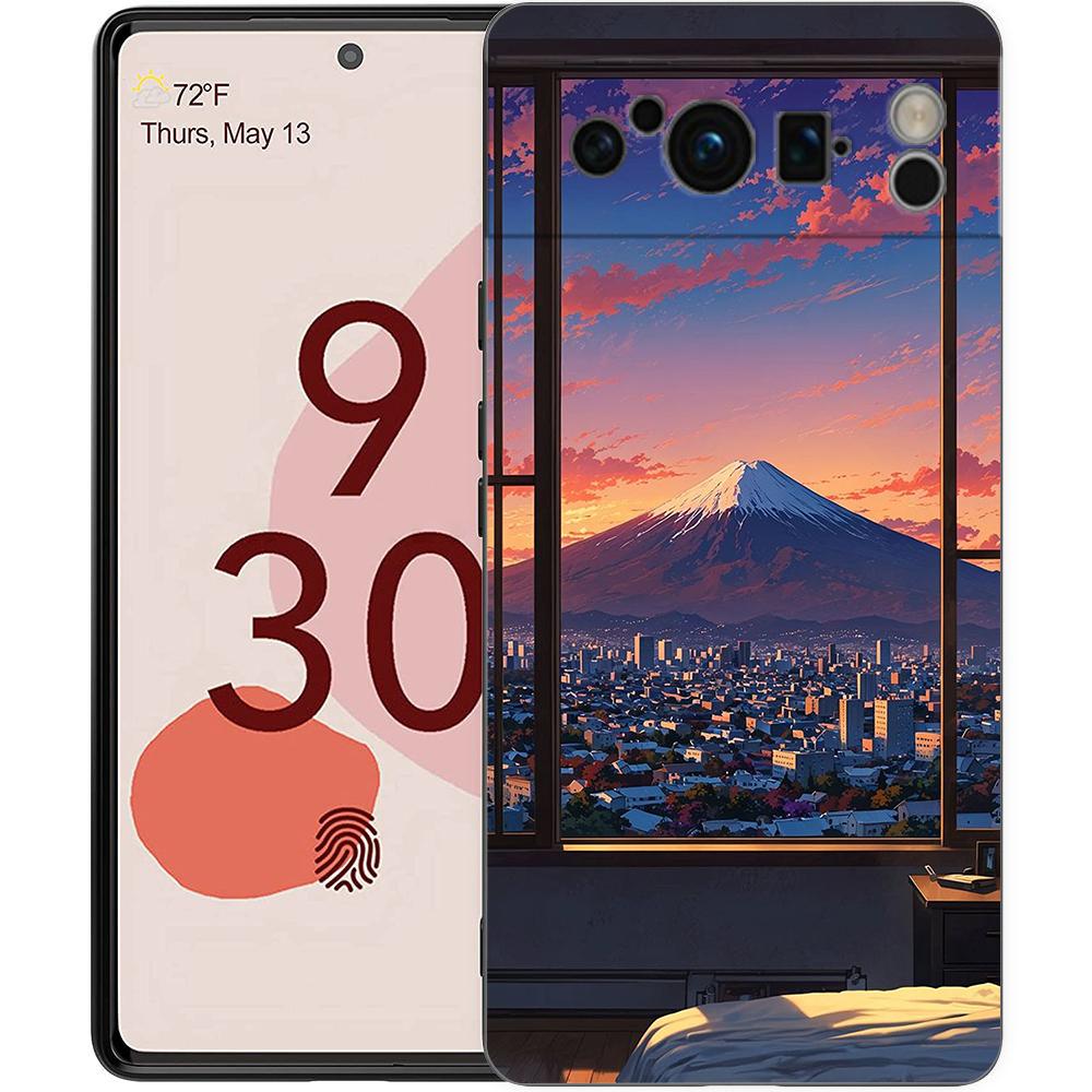 Япония Гора Фудзи Картина Цветение сакуры Чехол для телефона Google Pixel 9 8 9A 8A 7 7A 6 Pro XL 6A 5G Черный Мягкая задняя крышка из ТПУ