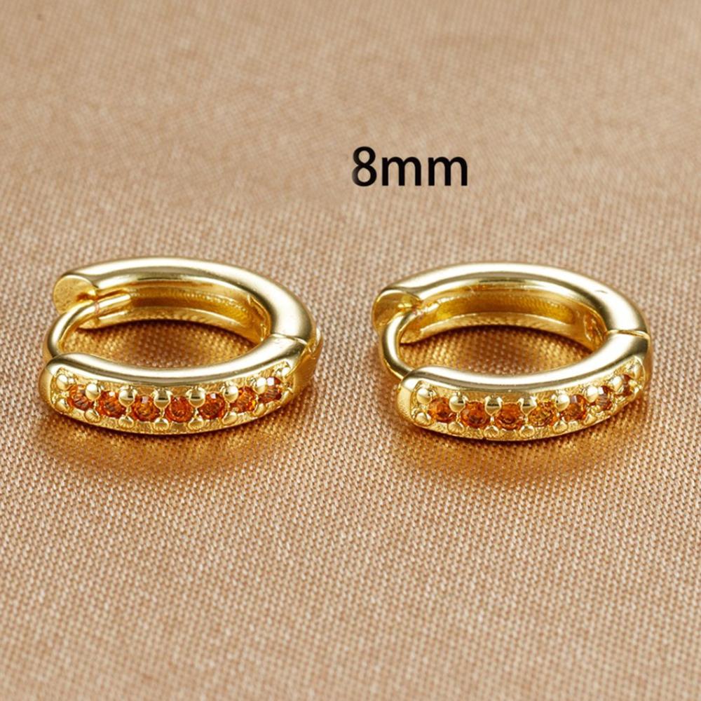 8mm Stainless Steel Minimal Hoop Earrings Crystal Zirconia Small Huggie Thin Cartilage Earrings Helix Tragus Piercing Jewelry