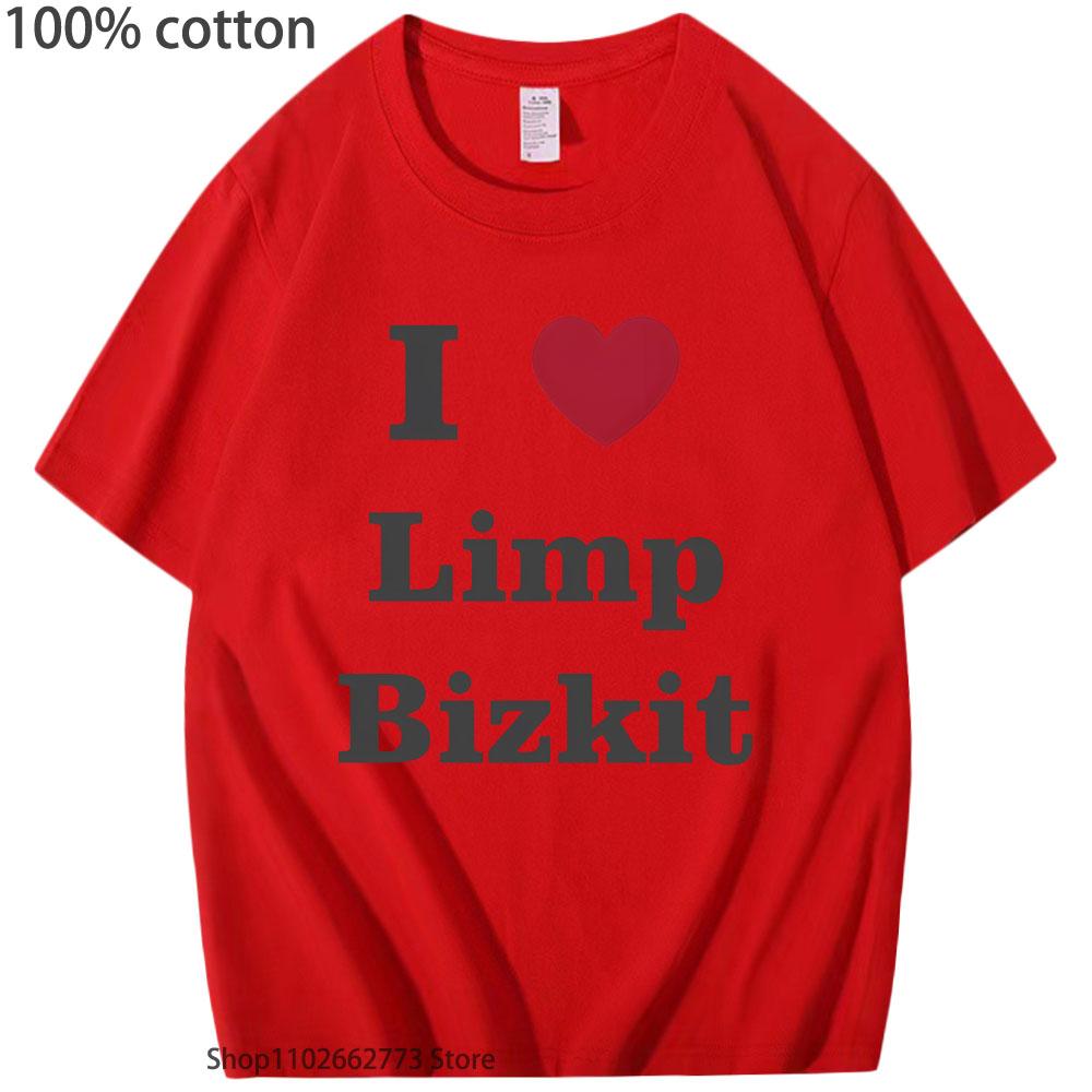 Футболки Lover Limpbizkit Модная футболка с графикой группы 100% Хлопок Летняя одежда High Street Streetwear Мужские Женские Футболки