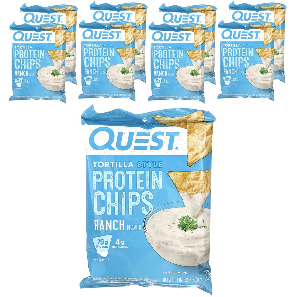 Quest Nutrition Tortilla Protein Chips, Ranch, 8 Packets, 1.1 Oz (32 G) Each