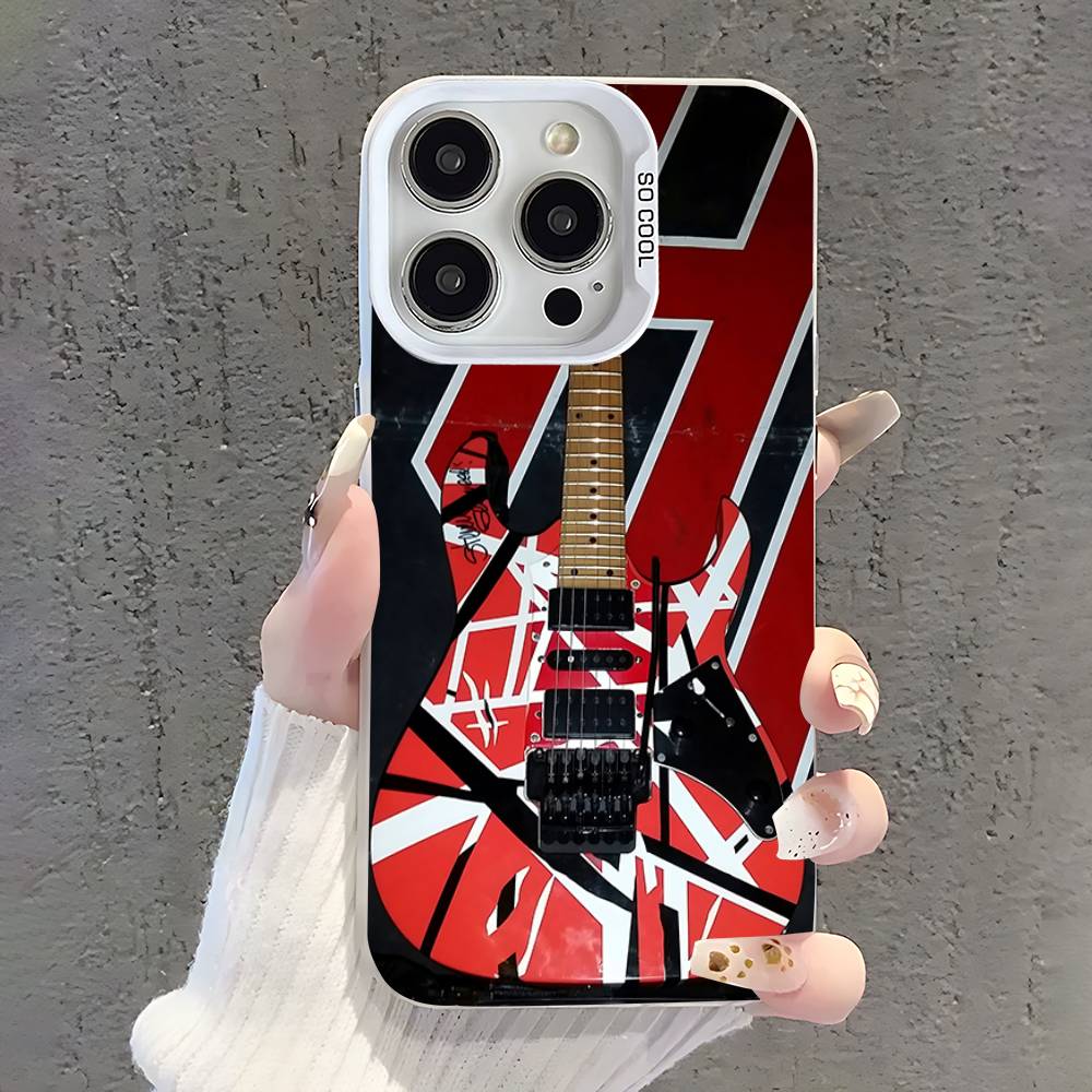 Чехол для телефона E-Eddie Van H-Halen для iPhone 17,16,15,14,13,12,11,Pro,XS,Max,Plus,Mini,SE Белый Конфетный Матовый Ударопрочный Чехол