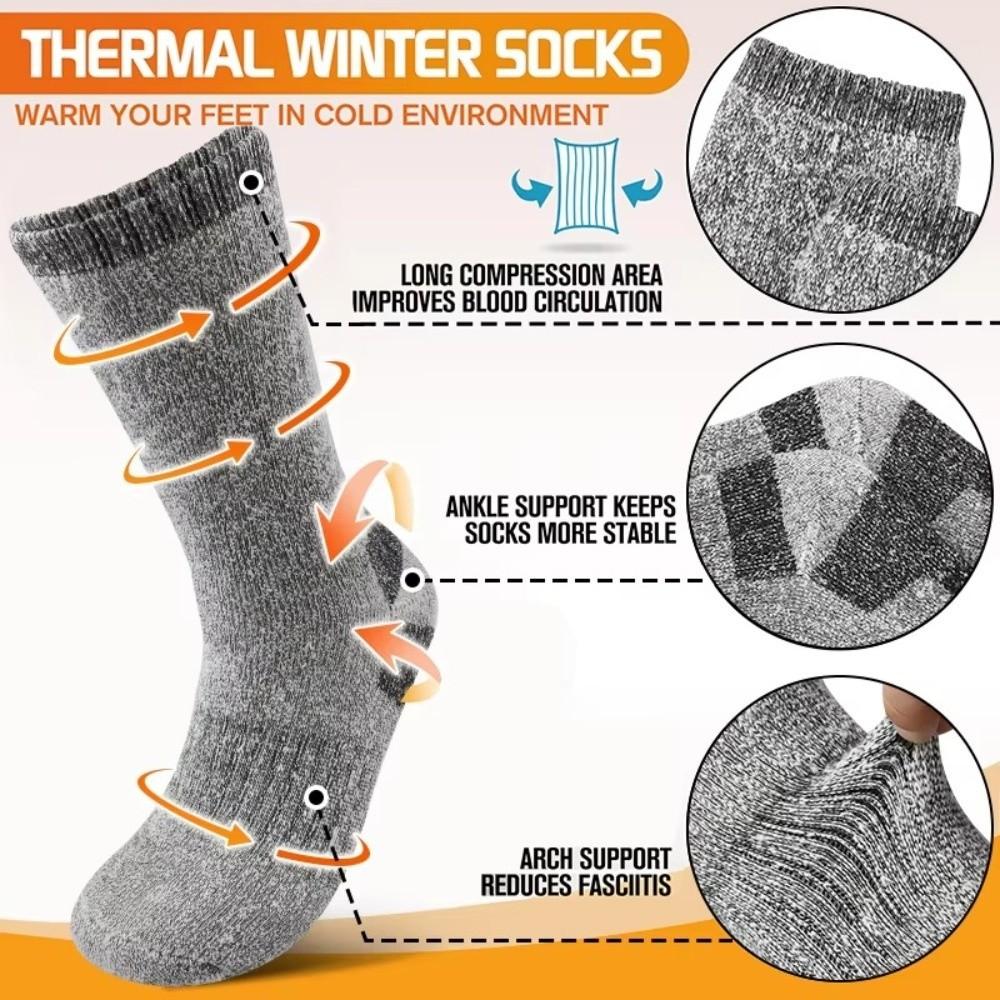 Soft Super Thick Men Socks Keep Warm Middle Tube Mid Calf Socks Fleece Lined Winter Socks Winter