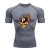 Men's Compression Fitness Sports T-Shirt, Burning Flame 8 Ba