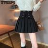 Spring Elegant Small Incense Wind Black Bow Half Skirt Female Chic High Waist A Line Jk Skirt Versatile Thin Pleated Skirt