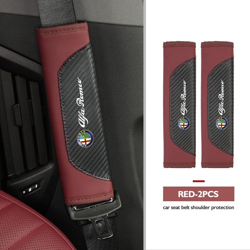 AAACO1 Car Seat Belt Shoulder Cover Protection Pads Safety Belt Accessories For Alfa Romeo GT Stelvio F1 Brera Volante Tonale Gloria