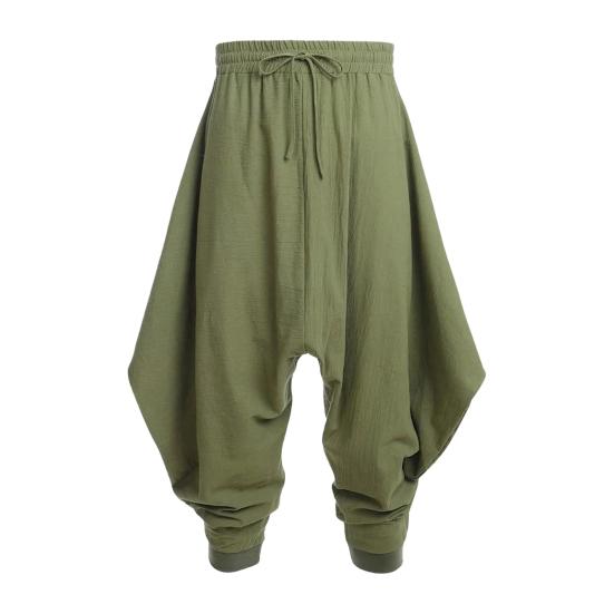 Мужские штаны-шаровары Повседневные с кулиской Свободные хлопковые штаны с заниженным шаговым швом для хиппи Уличная одежда Пляж