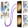 Blue Flower Detachable Buckle Lanyard or Anti Fall Ring or Smooth Design Transparent Case for Samsung iPhone Xiaomi Redmi Oppo Moto Nokia...