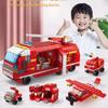 1000pcs 6 In 1 City Fire Fighting Trucks Car Helicopter Boat Building Blocks City DIY Firefighter Figures Bricks Toys for Children