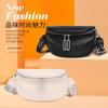 Lychee Pattern Fashion Leather Women's Bag Solid Color Girl Saddle Bag Niche Design First Layer Cowhide Breast Bag