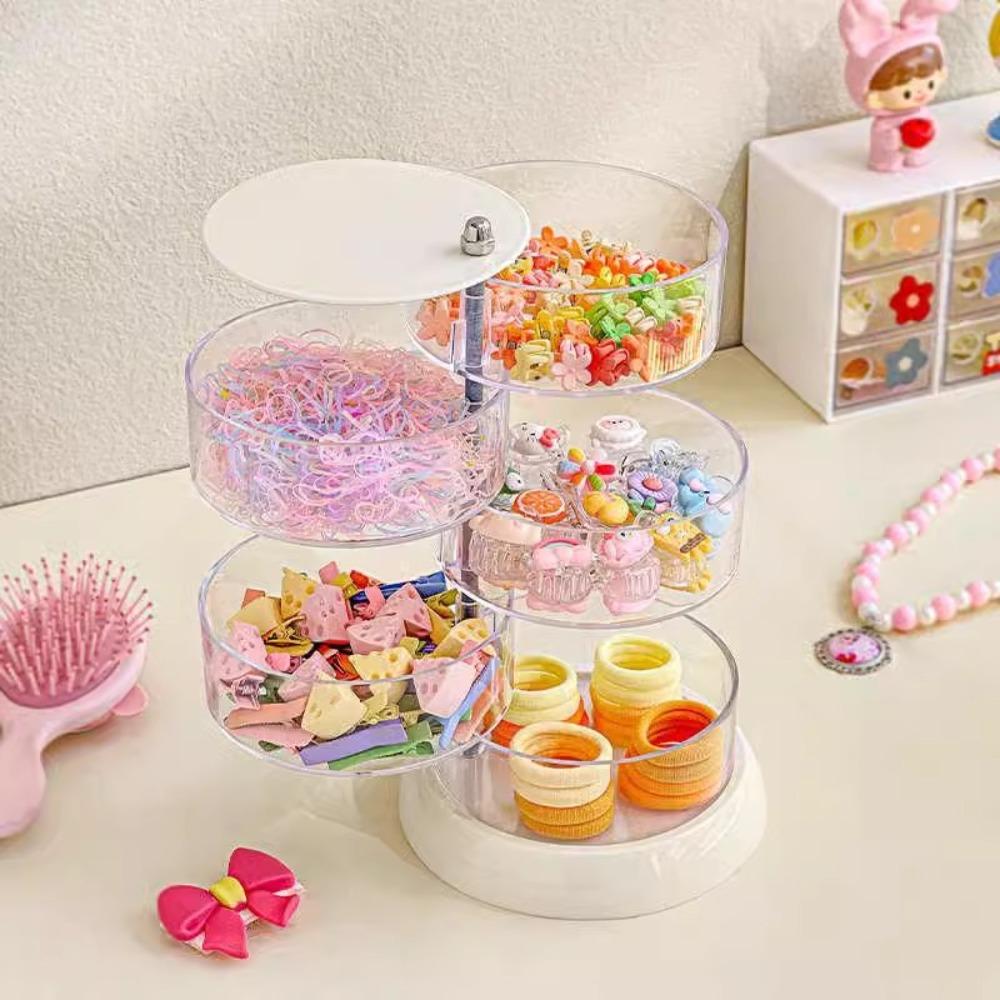 Многослойная вращающаяся шкатулка для украшений, прозрачная коробка для хранения сережек и колец, вращающийся настольный органайзер
