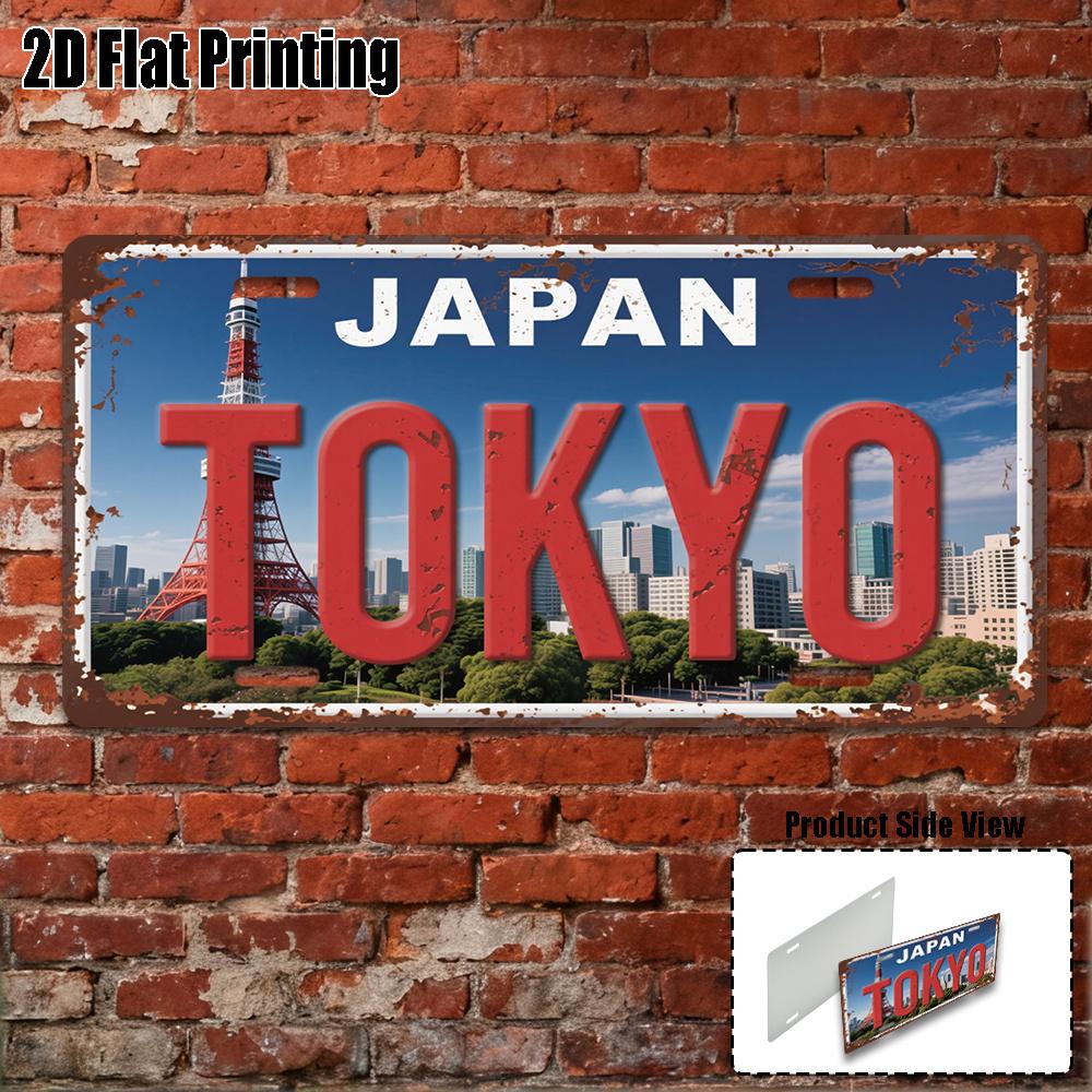 D Flat pc Vintage Sign Only for Decoration Yard Signs Wall Art Sign of Tokyo Landmark City Decor Retro Travel Decor