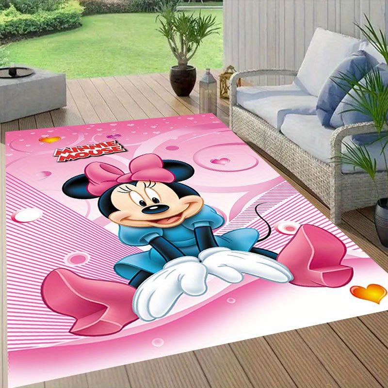 1pc Mickey and Minnie_ Area Rug, Non-Slip Floor Mat, Cartoon Character Design, Soft Velvet, Room Decor, Washable Indoor Carpet