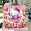 1шт. Розовое Цветочное Пледовое Одеяло Hello Kitty с Бабочками - Милый Домашний Декор для Комнаты, Салфетка для Офиса, Подарок для Пикника на Открытом Воздухе Ideaz0411205