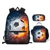3Pcs/set Large Children School Bags Cute 3D Football Soccer Prints School Backpack for Teen Boys Kids Book Bag Student Back Pack