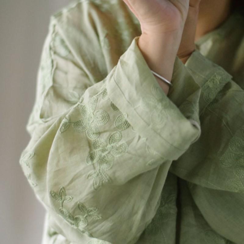 Johnature Женское винтажное жаккардовое платье однотонное с круглым вырезом и длинным рукавом весеннее в китайском стиле высокого качества