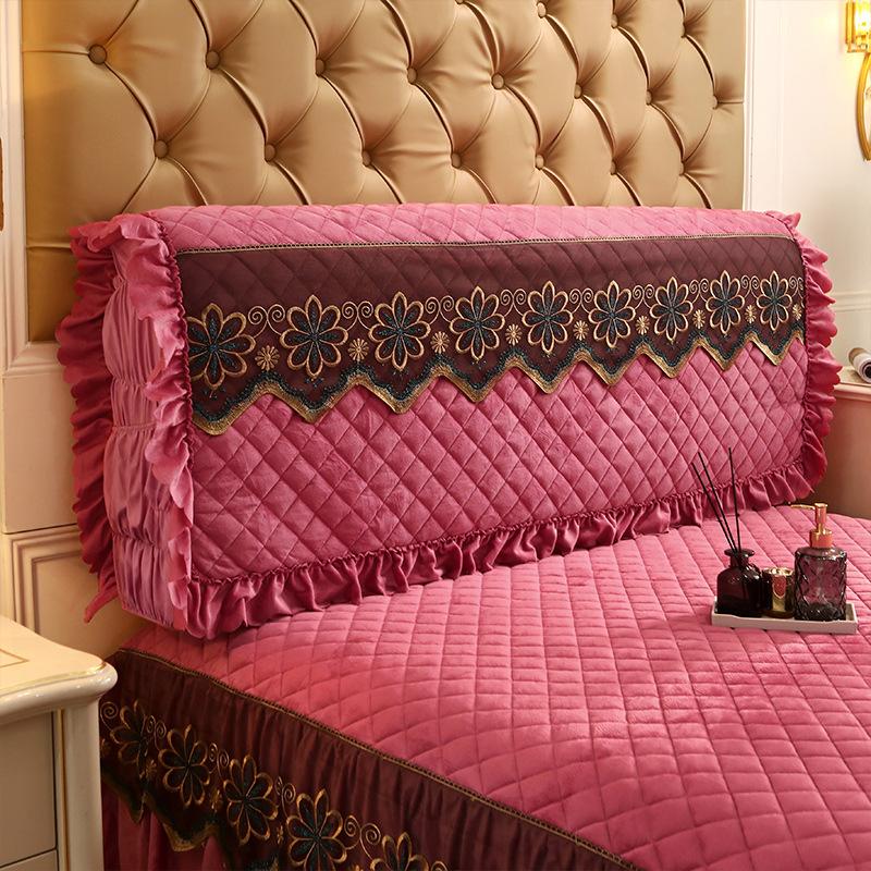 Короткий плюшевый стеганый чехол на изголовье «все включено», размер King Twin, кружевной чехол на голову кровати, пылезащитный чехол на спинку кровати 220x60 см