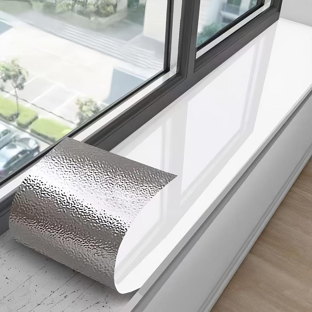 1 рулон самоклеящихся наклеек на подоконник - Белый и серый мраморный узор Винил Современная глянцевая отделка, Легкая установка по типу "сними и приклей" для поверхностей