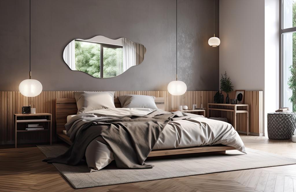 Modern Irregular Organic Asymmetrical Mirror for Bathroom, Living Room, Elegant and Stylish