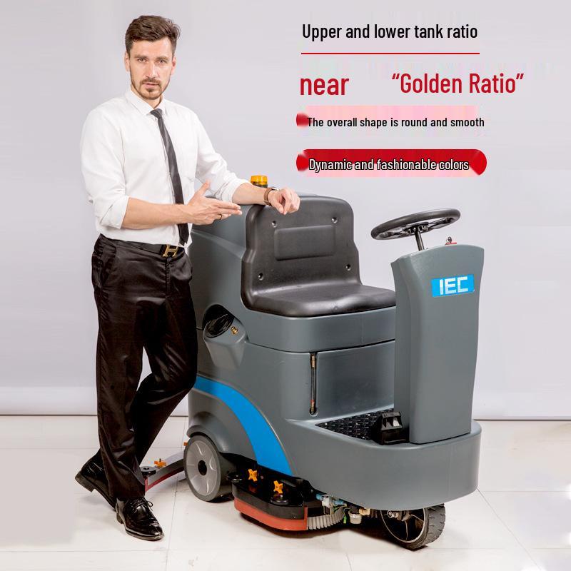 Electric Ride-On Floor Scrubber: Industrial, Commercial Workshop Sweeper, Vacuum & Mop Combo