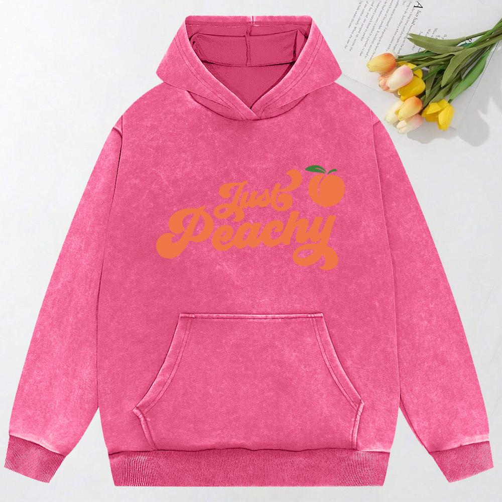 Just Peachy FrUit Printed Women Washed Hoody Oversize Clothes Loose Street Clothes Cotton Autumn Women Hoodies