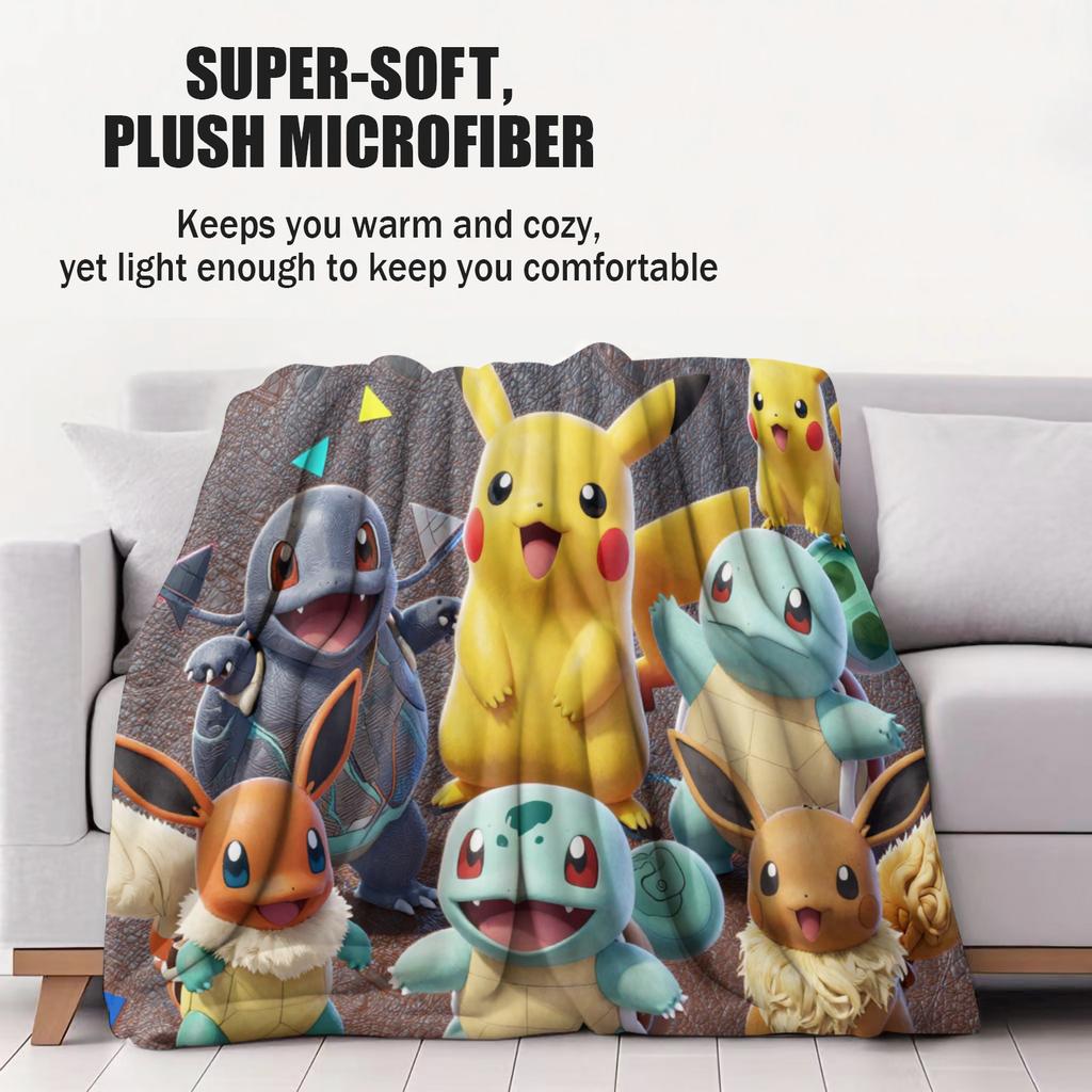 Hot Anime Pokemon Printed Blanket For Office Home Camp Nap Leisure Blankets Birthday Gifts Multifunctional Universal Blanket