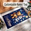 Teddy Bear Theme Crystal Velvet Rug Personalized Custom Name Text Soft Floor Mat Home Decor