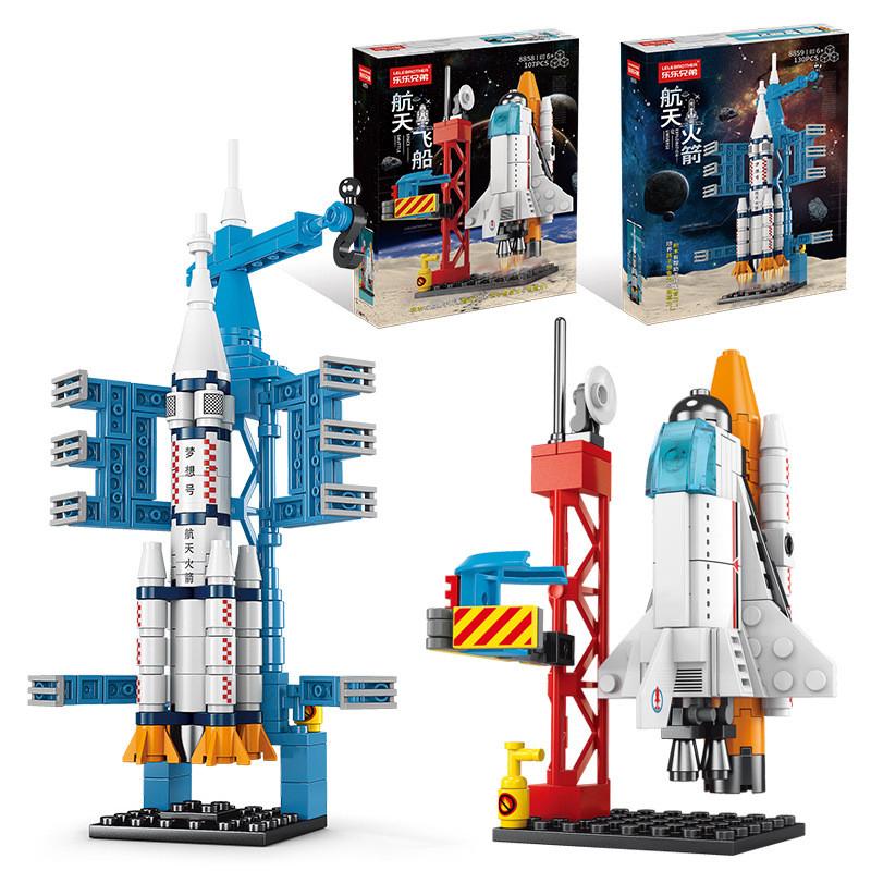 Non-Toxic 107 Piece Diy Building Blocks Space Rocket Craft Launch Center Base Puzzle Model Assembling Bricks Small Set Education Children Toy