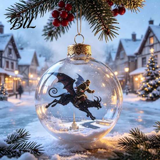 Indoor Outdoor Festive Decor Glowing Christmas Story Ornament, Light-Up 3D Hanging Ball with Warm LED, Mini Seasonal Home Decoration Supplies Holiday