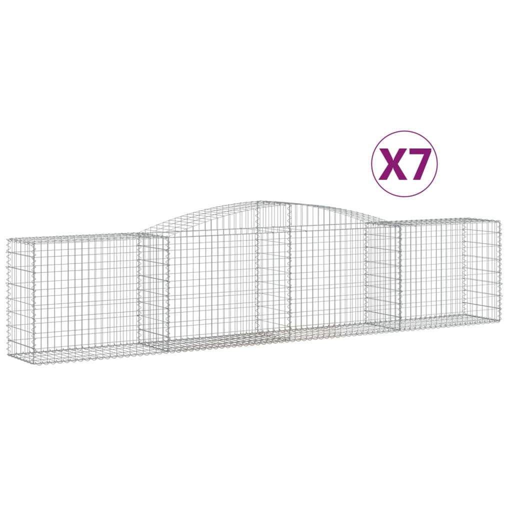 Vidaxl Kosze Gabionowe, 7 Szt, 400X50X80/100 Cm, Galwanizowane Żelazo