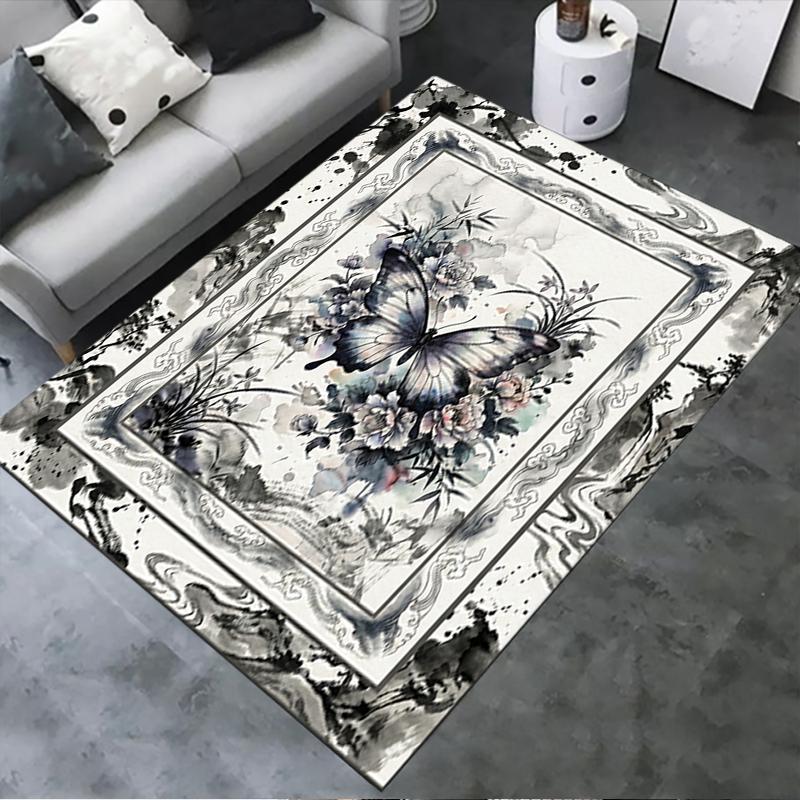 2025 New Ink Butterfly Carpet Rug for Living Room Bedroom Home Sofa Decoration,Kids play Non-slip Floor Mat70