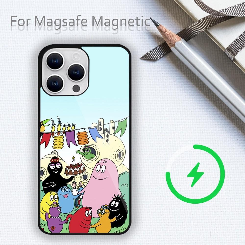 Чехол для телефона Barbapapa с рисунком из мультфильма для iPhone 15 14 13 12 11 Plus Pro Max Magsafe с магнитной беспроводной зарядкой