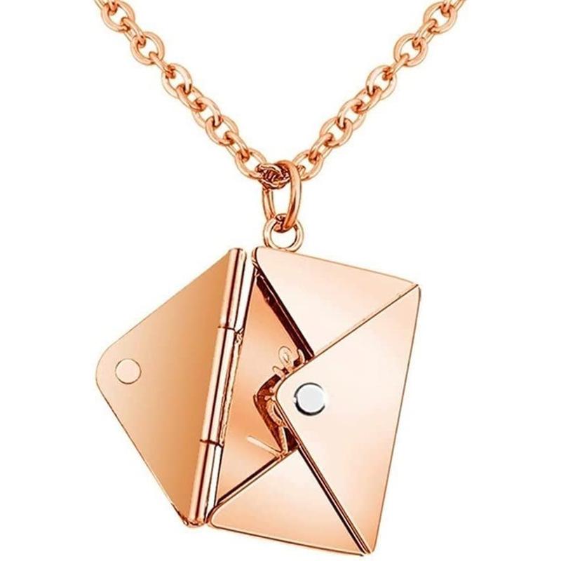 Ювелирный брелок-конверт Золото/Серебро Колье Цепочка на шею Прочный кулон-конверт Ожерелье Семья