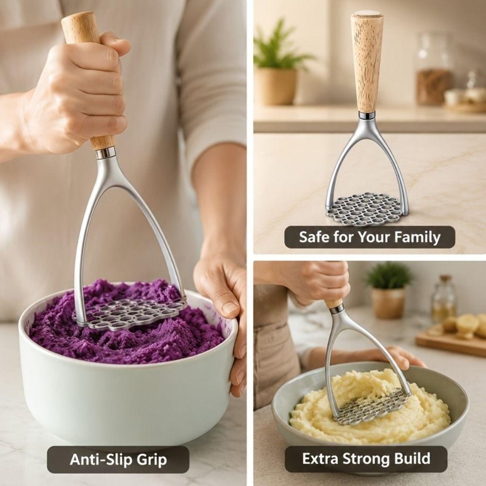 Non-Stick Coating Potato Ricer Wooden Handle Food Smasher Baby Food Preparation