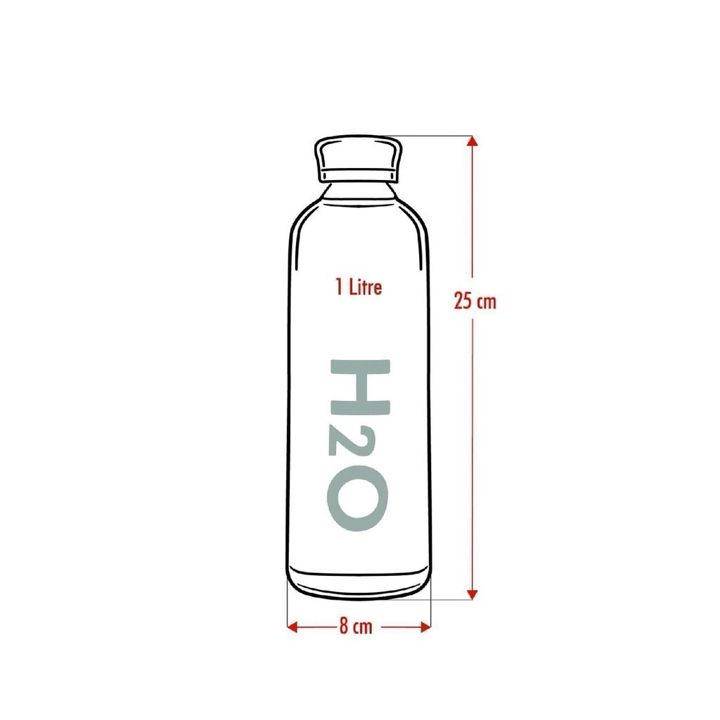 Колба из боросиликатного стекла H2o Вакуумная бутылка для воды с крышкой Бутылка для воды черная 1000 мл