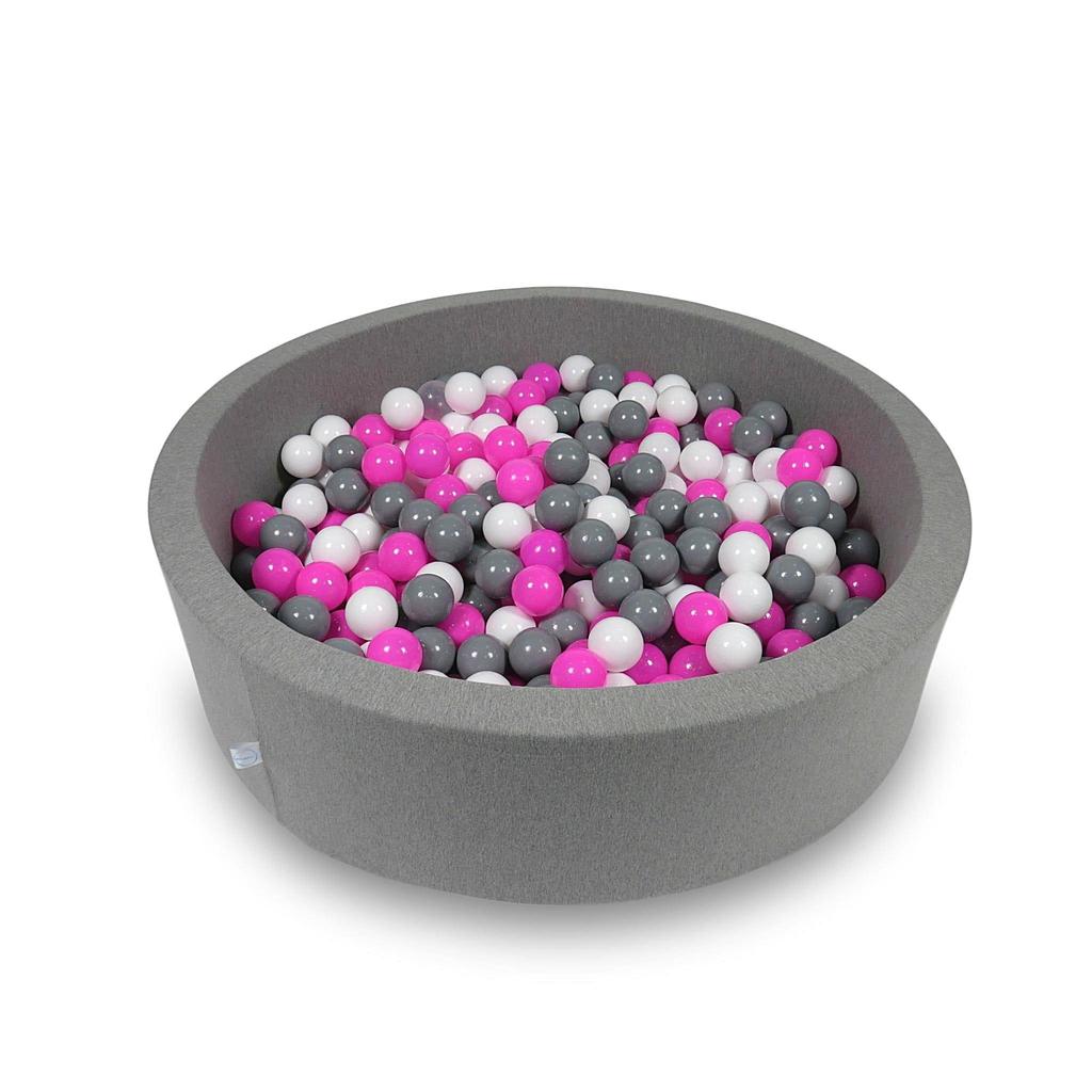 Dry pool 110x30cm gray with 400 balls: white, gray, pink