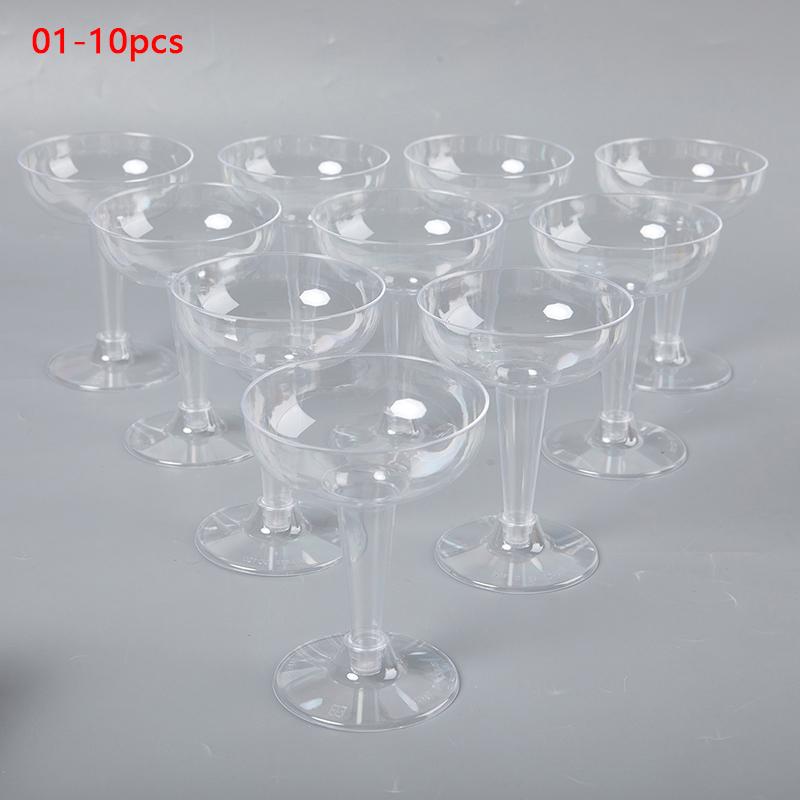 10 шт. Пластиковые фужеры для шампанского, одноразовые прозрачные пластиковые бокалы для шампанского для вечеринок, блестящие прозрачные пластиковые стаканчики для красного вина