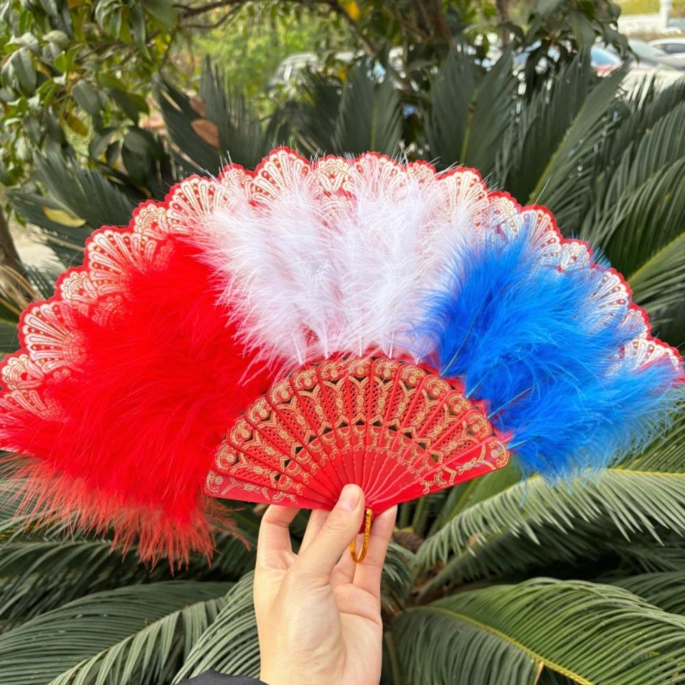 Пластиковая Рамка Перо Складной Веер Китайский Стиль Кружевной Веер Портативный Ретро Ручной Веер Модное Шоу