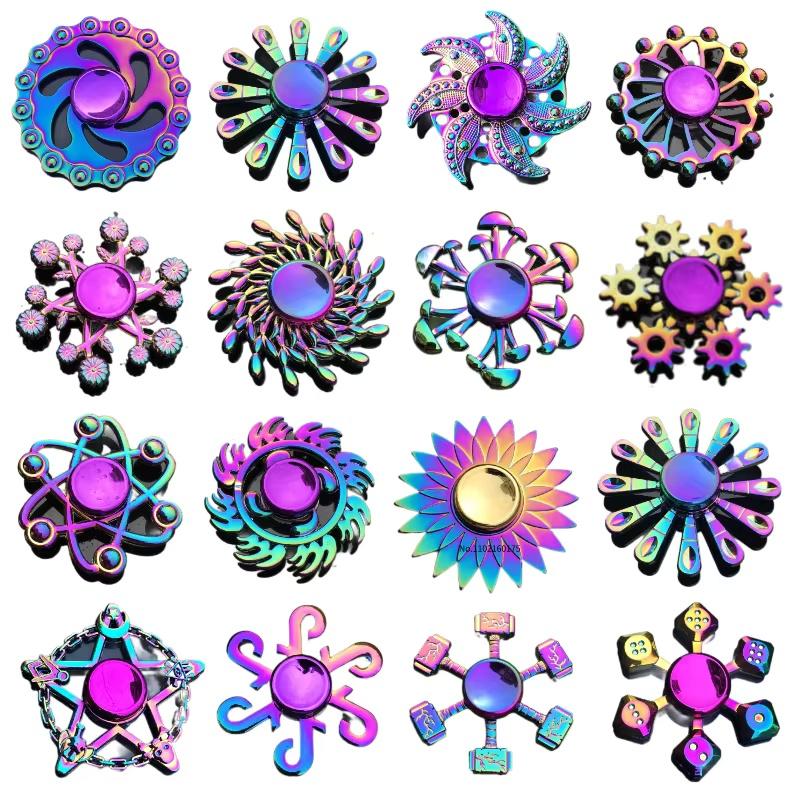 5pcs Colorful Gyroscope High-Speed Fingertip Gyroscope Alloy Pressure Resistant Metal Rainbow Finger Gyroscope Children's Toy