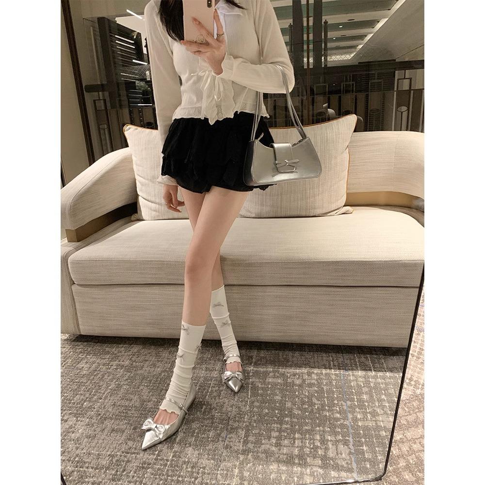 Версия из коровьей кожи~ Маленькие туфли-лодочки Мэри Джейн с острым носком и бантиком, женские повседневные свадебные туфли