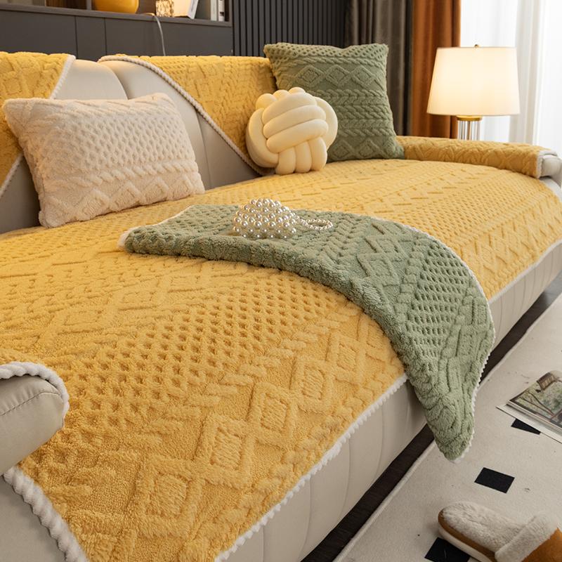Winter Thickened Fleece Sofa Cushion New Genuine Leather High-End Four Seasons Universal Seat Cushions Non-Slip Cover Cover Cover Cloth