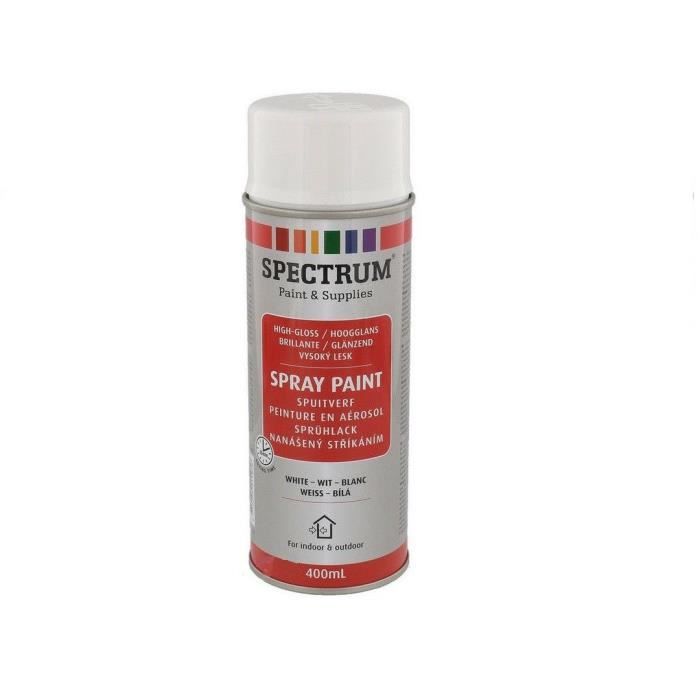 Bombes spray en Aérosol BLANC BRILLANT 400ml Bois Métal Alu Plastique etc