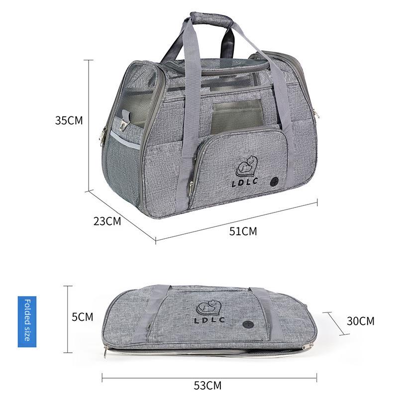 Qisheng LDLC Большая вместительная дышащая складная сумка для путешествий для домашних животных на одно плечо