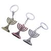 Jewish Keychain for Hanukkah Celebration Zinc Alloy Jerusalem Candlestick Jewish Symbolism Menorah Shape