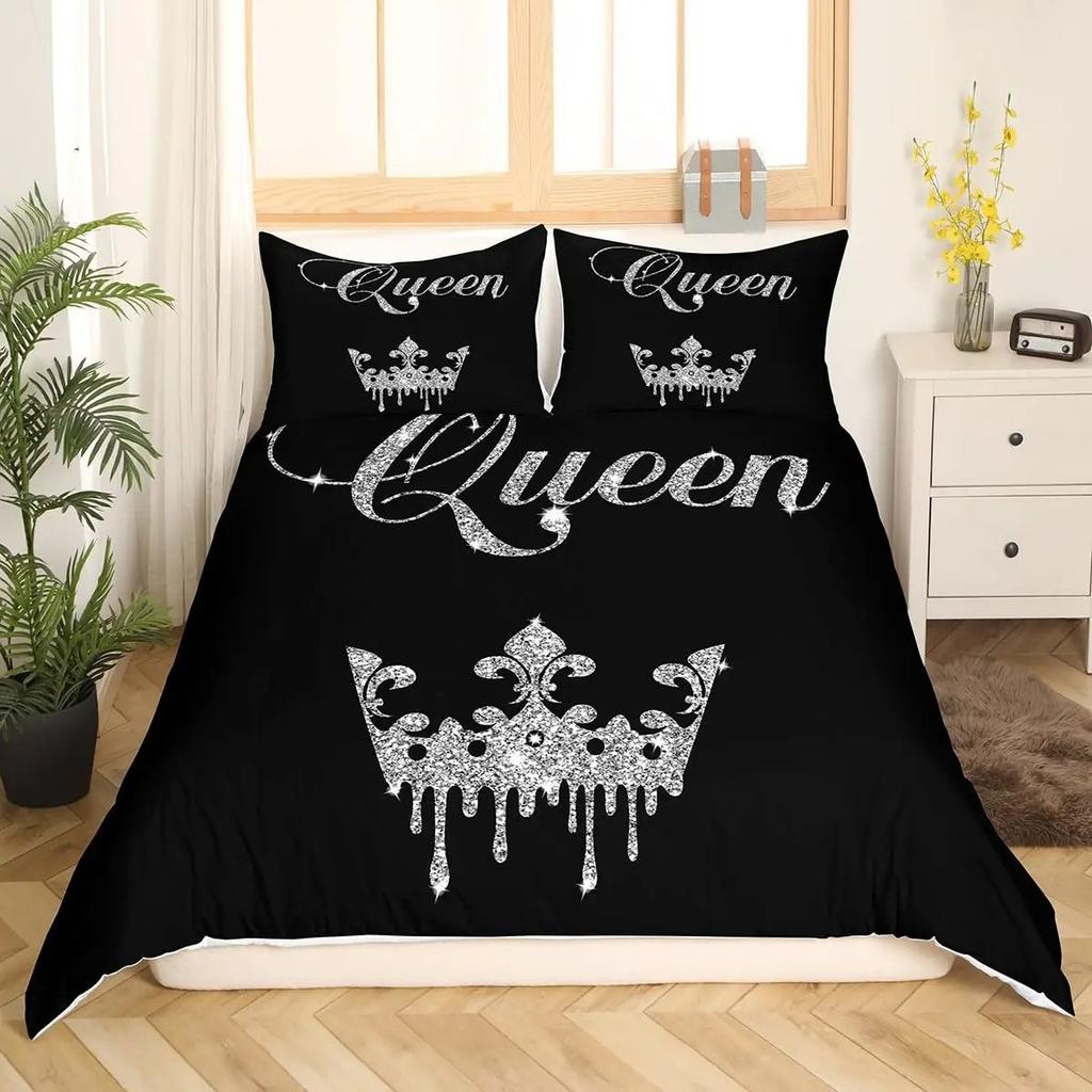 Современный пододеяльник King Crown Twin Black Pink Комплект постельного белья для женщин и взрослых Пара Одеяло Покрывало для девочек День святого Валентина Одеяло Покрывало
