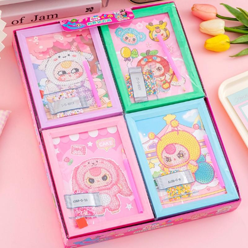 2 комплекта Labubu Baby Three Diamond Painting Cartoon Full Diamond Mosaic 5D Diy Cross Stitch Kits Diamond Art Home Decor With Frame