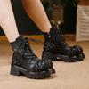 GKTINOO 2025 Winter New Retro Genuine Leather Woven Short Boots Lace-up Thick Bottom And Thick Heel Women's Boots